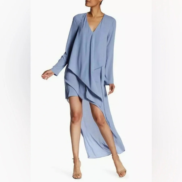 BCBGMaxAzria Kyndal Regal Lagenlook Chiffon Asymmetrical High Low Dress - Picture 2 of 10